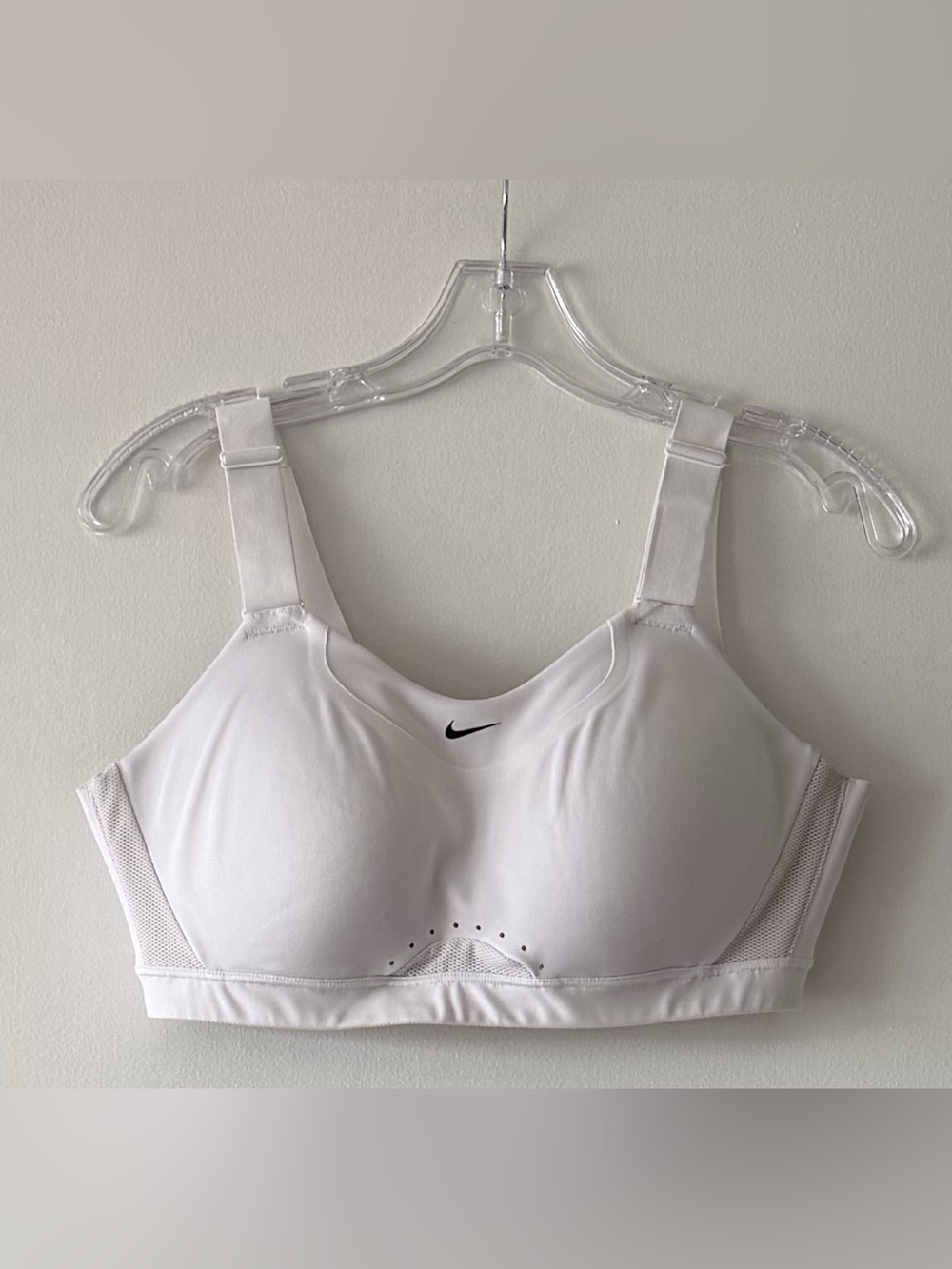 Nike White High-Impact Support Sports Bra with Perforation